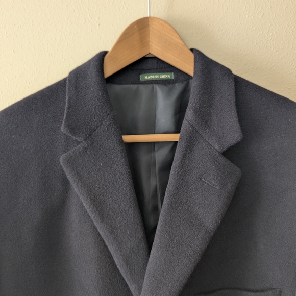 Lauren Ralph Lauren Men's Black Overcoat Coat Cashmere And Wool 100% 38R Mens - Picture 4 of 11